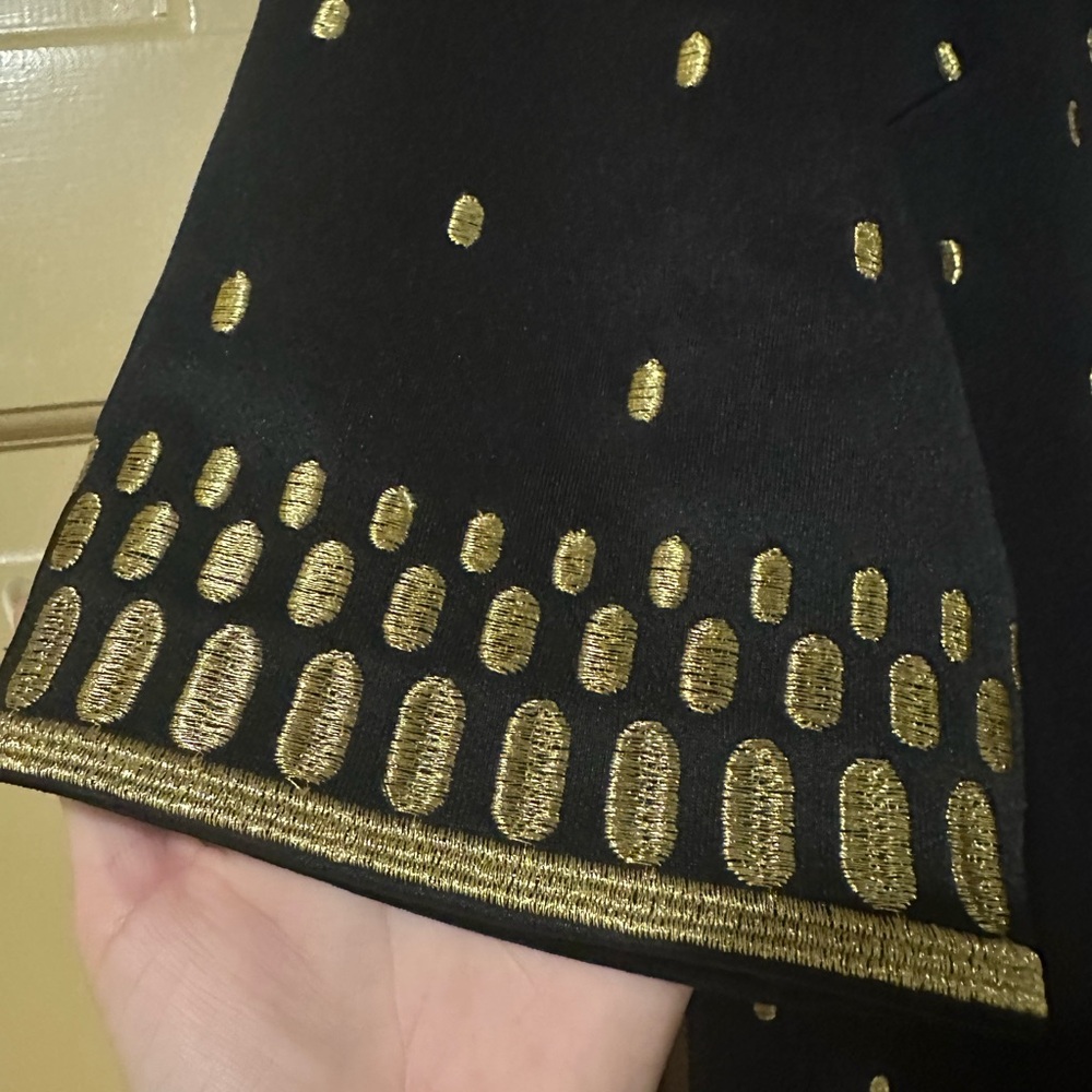Gretchen Scott Designs Black and Gold Sheath Mini Dress - Picture 2 of 7